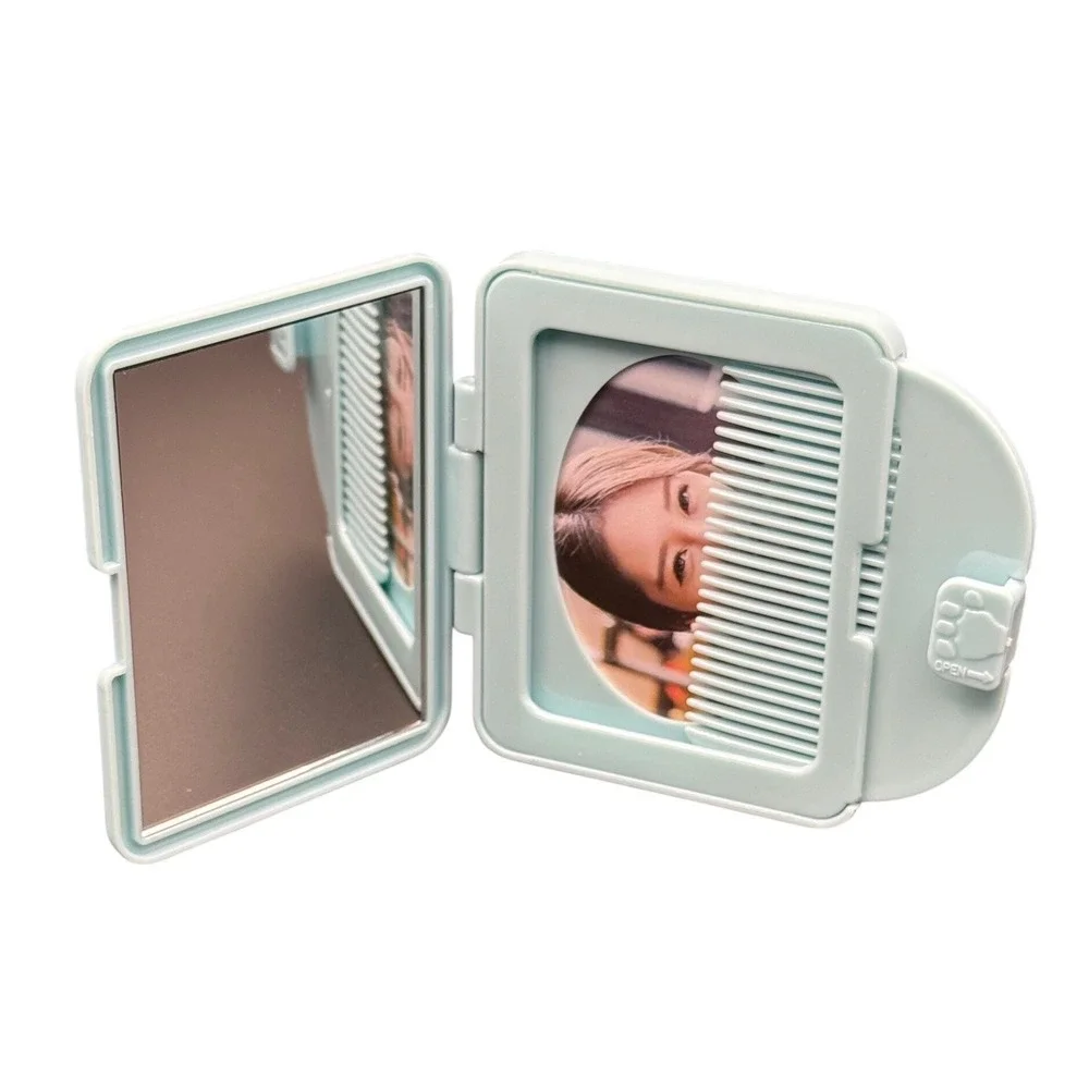 Blue Elephant Hello Smiley Face‎ Folding Compact Mirror and Hair Comb Set Kids